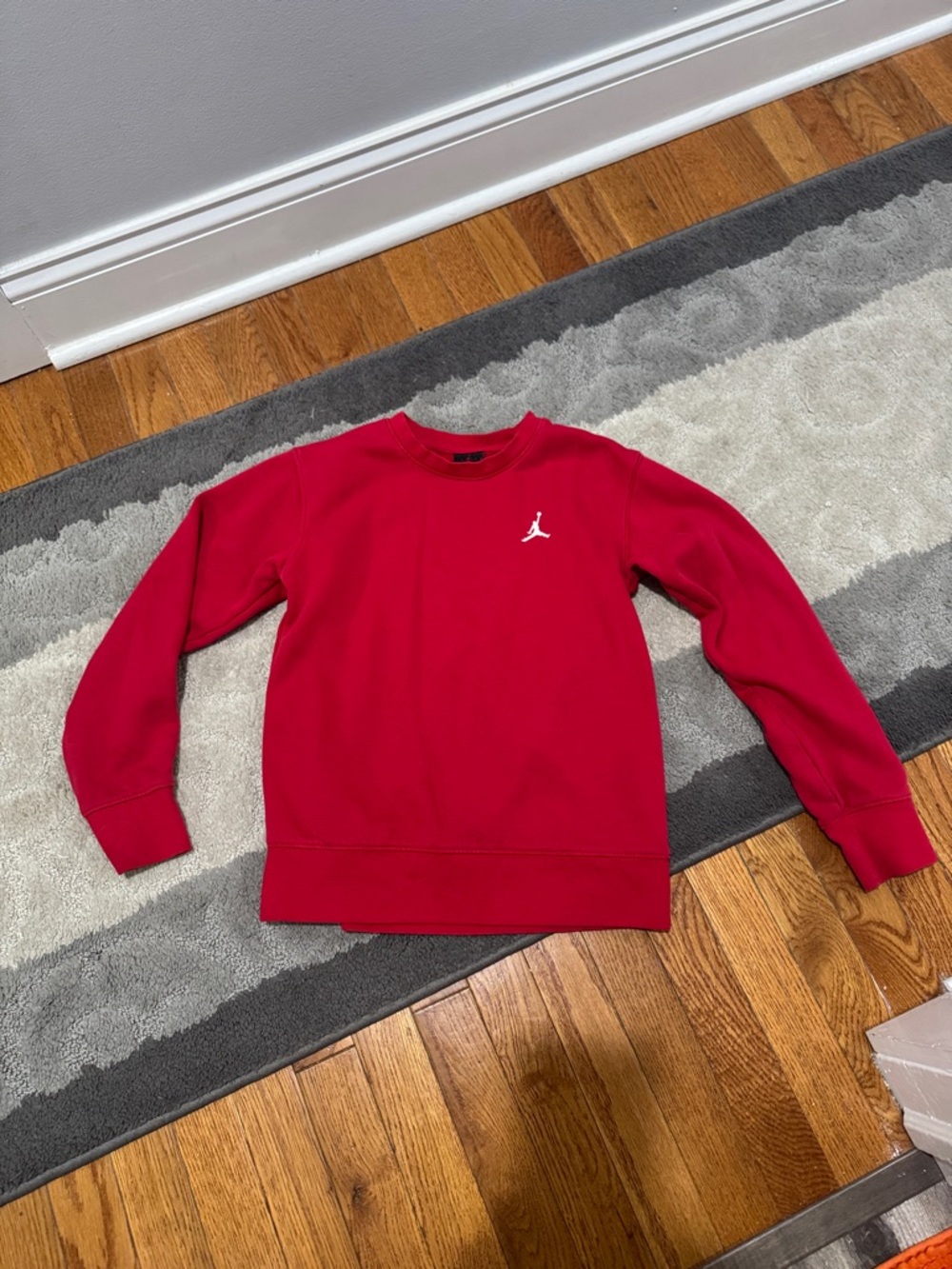 Jordan Red Crewneck Sweatshirt with White Jumpman (Youth)